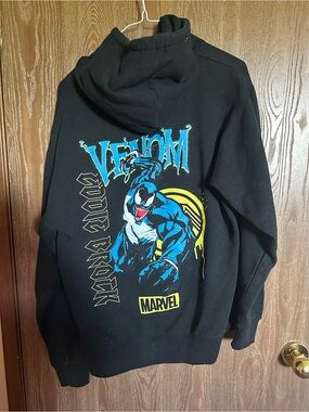Marvel Venom Black Hoodie with Blue and Yellow Graphic